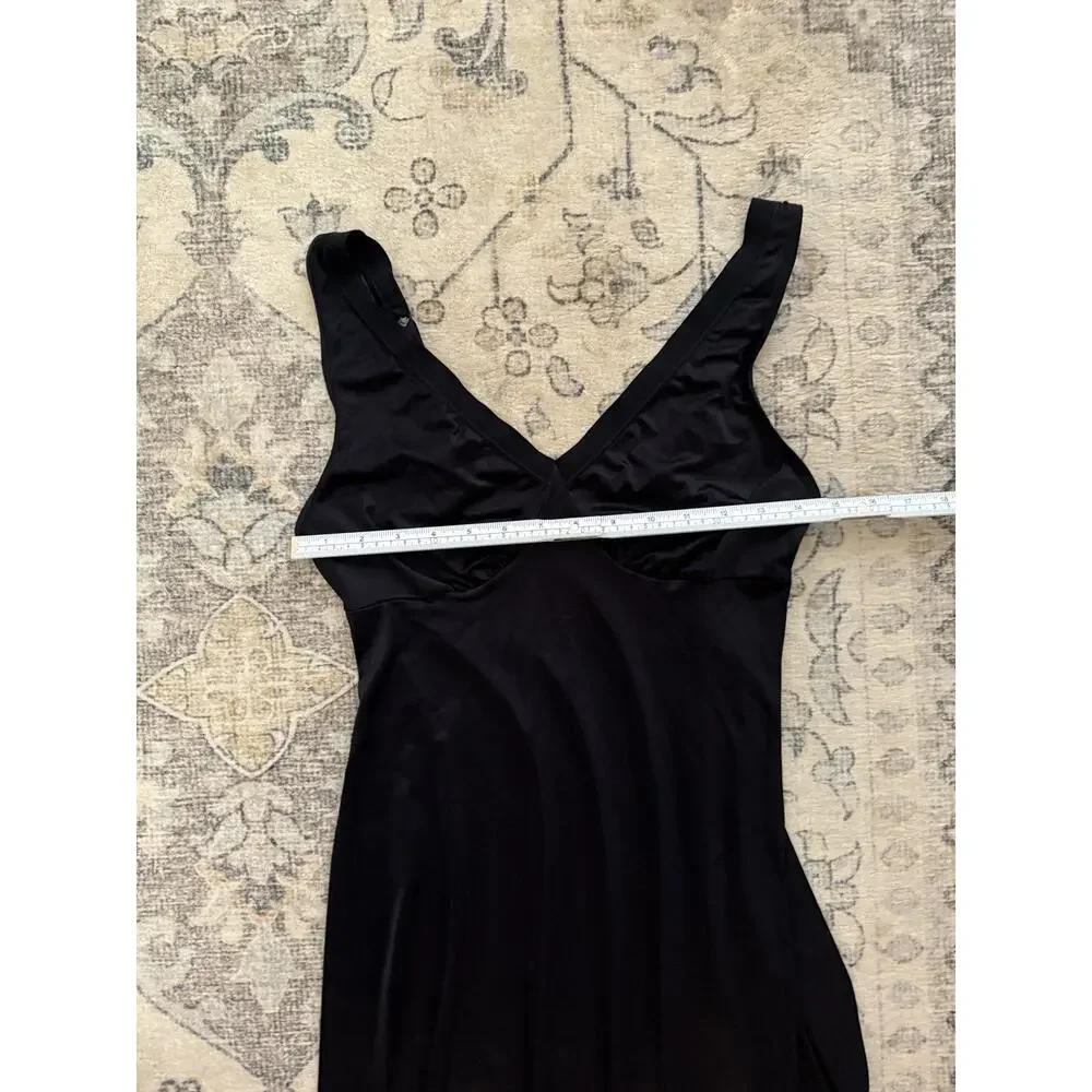 Vanity Fair Black Silky Nylon Slip Dress Nightgown Women’s 36 90s Vintage
